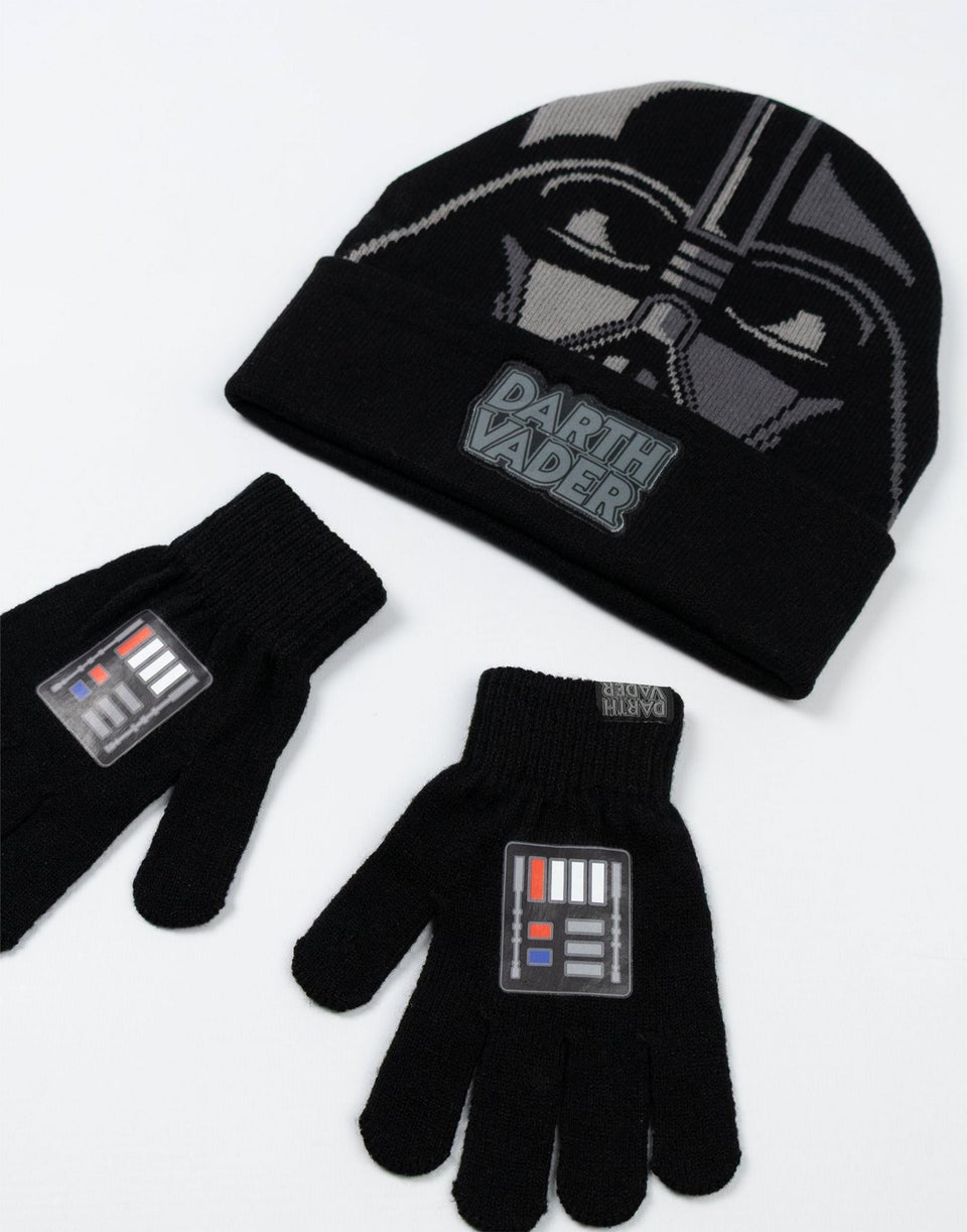 Star Wars Kids Black Beanie & Gloves