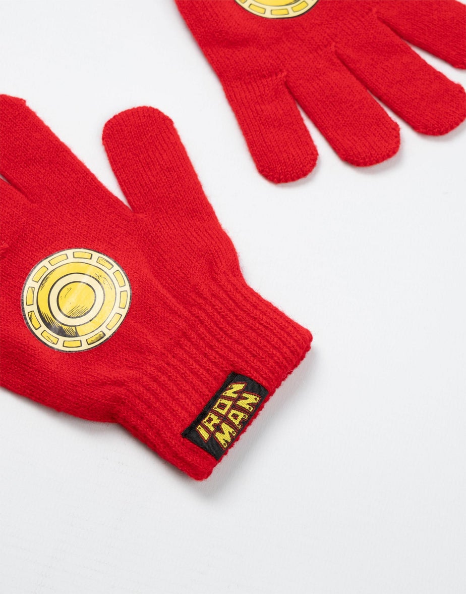 Marvel Iron Man Kids Red Beanie & Gloves