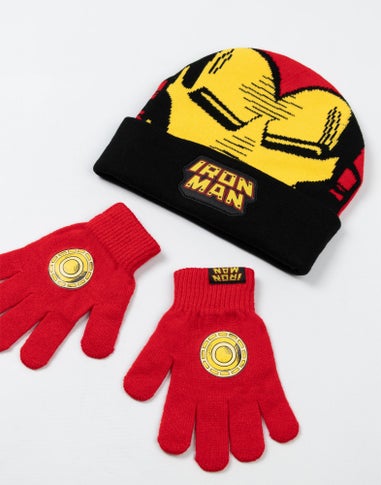 Marvel Iron Man Kids Red Beanie & Gloves