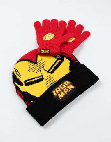 Marvel Iron Man Kids Red Beanie & Gloves