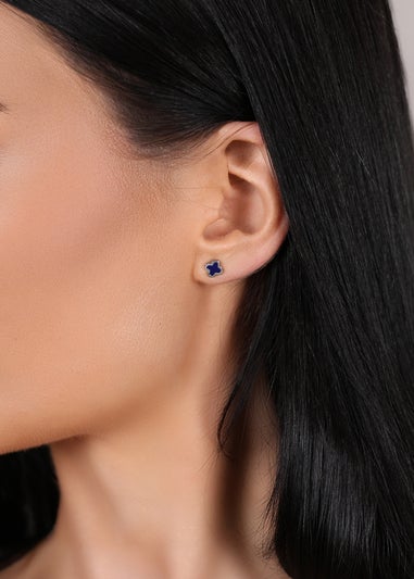 Say It With Silver Blue Clover Earrings