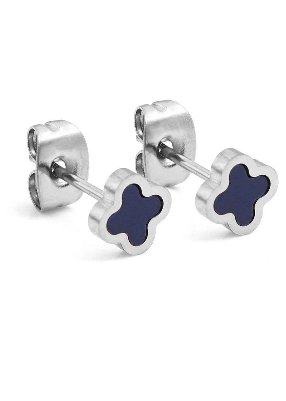 Say It With Silver Blue Clover Earrings