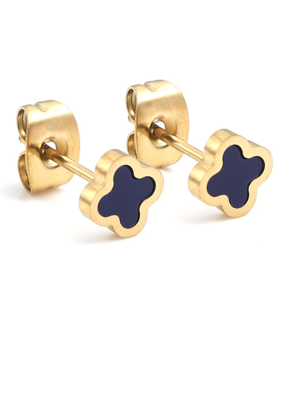 Say It With Gold Blue Clover Earrings