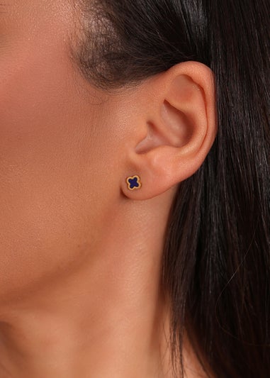 Say It With Gold Blue Clover Earrings