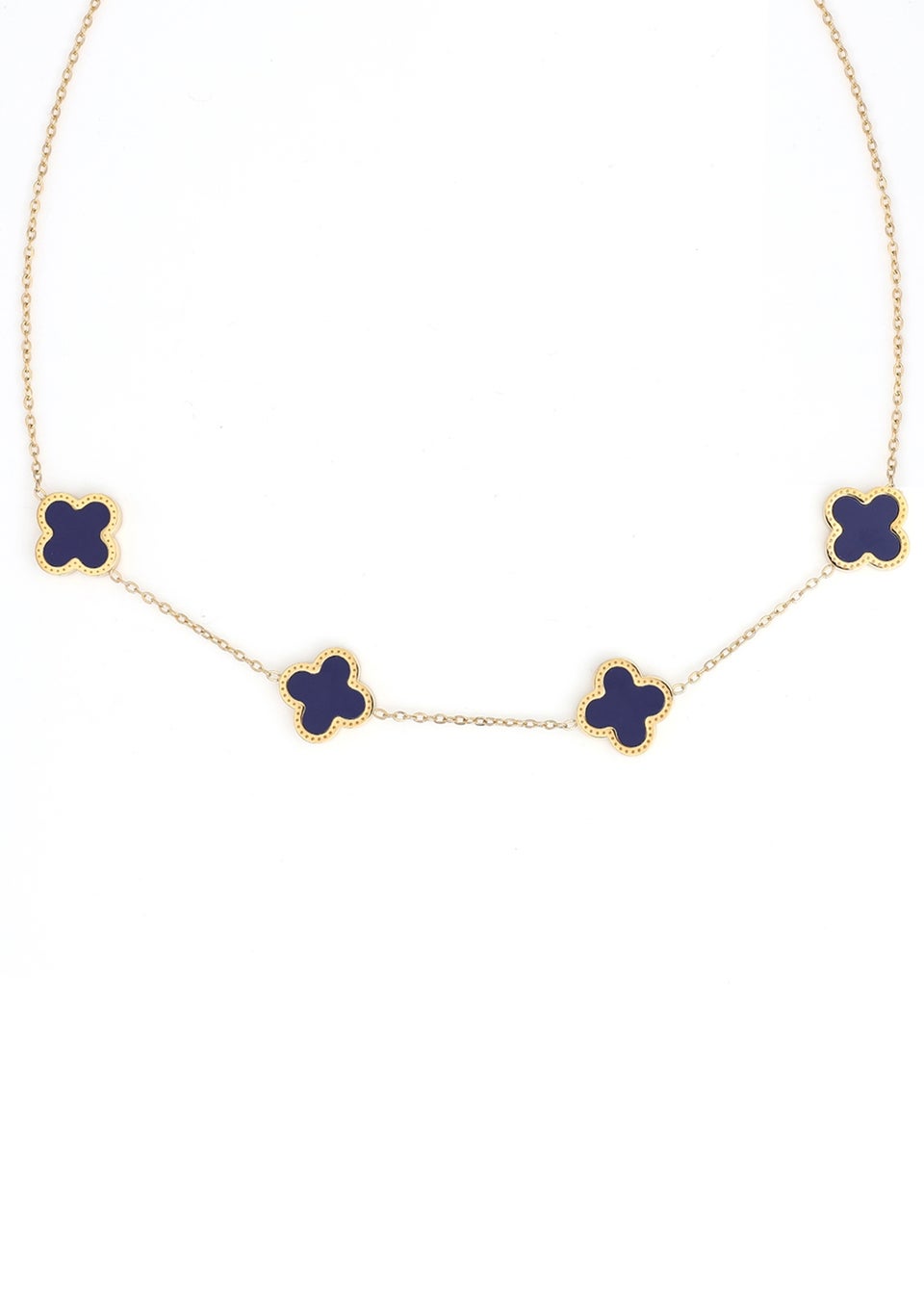 Say It With Gold Blue Clover Choker Necklace