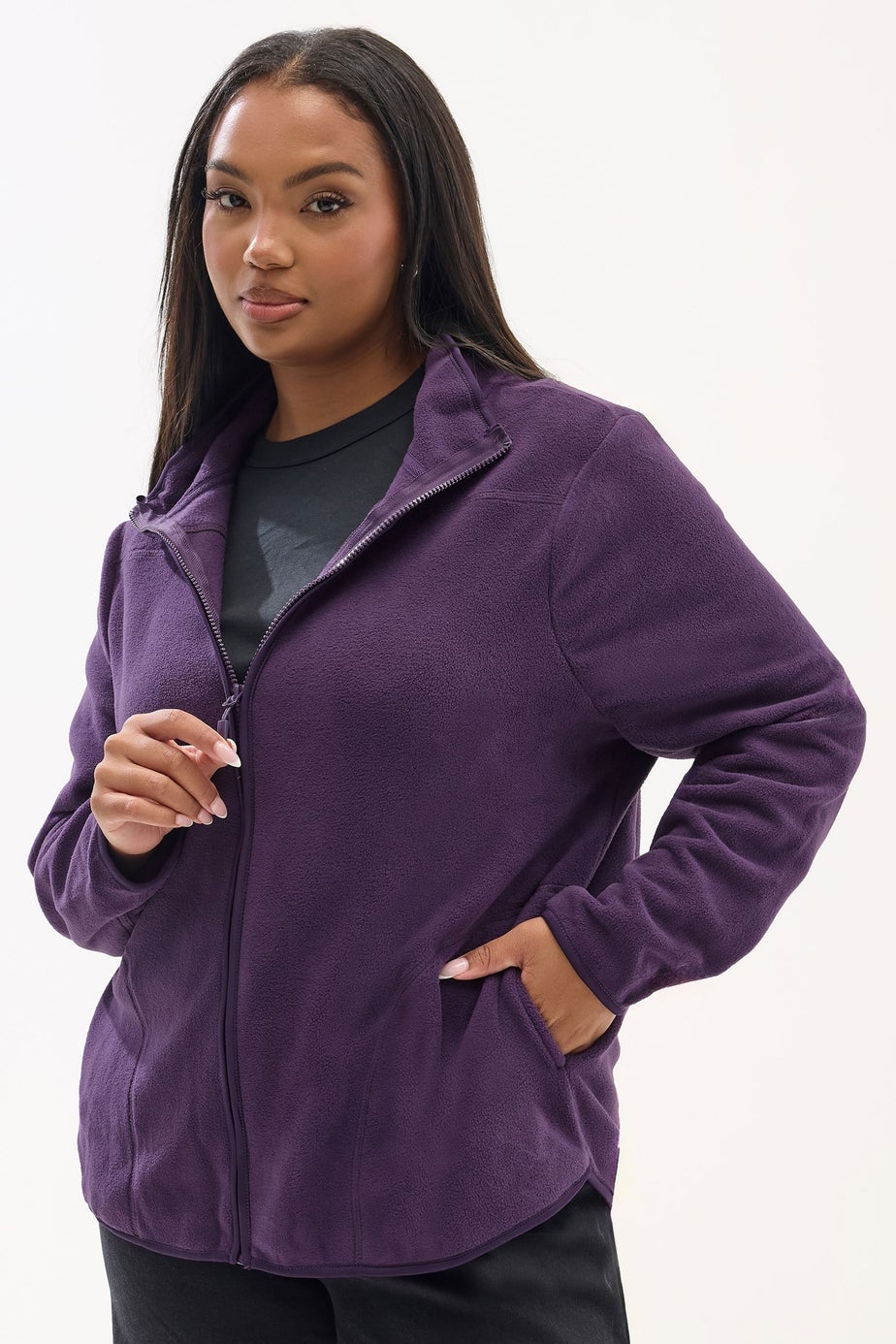 Yours Curve Purple Fleece Jacket