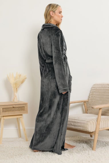 Long Tall Sally Charcoal Grey Shawl Collar Maxi Dressing Gown