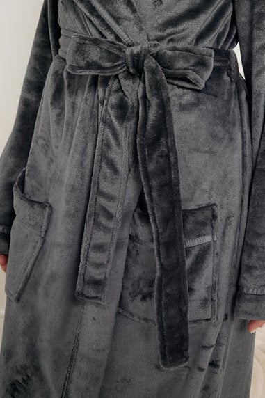 Long Tall Sally Charcoal Grey Shawl Collar Maxi Dressing Gown