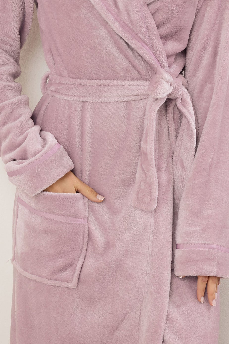 Long Tall Sally Light Pink Shawl Collar Maxi Dressing Gown