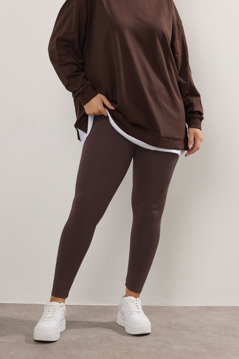 Yours Curve Chocolate Brown Leggings