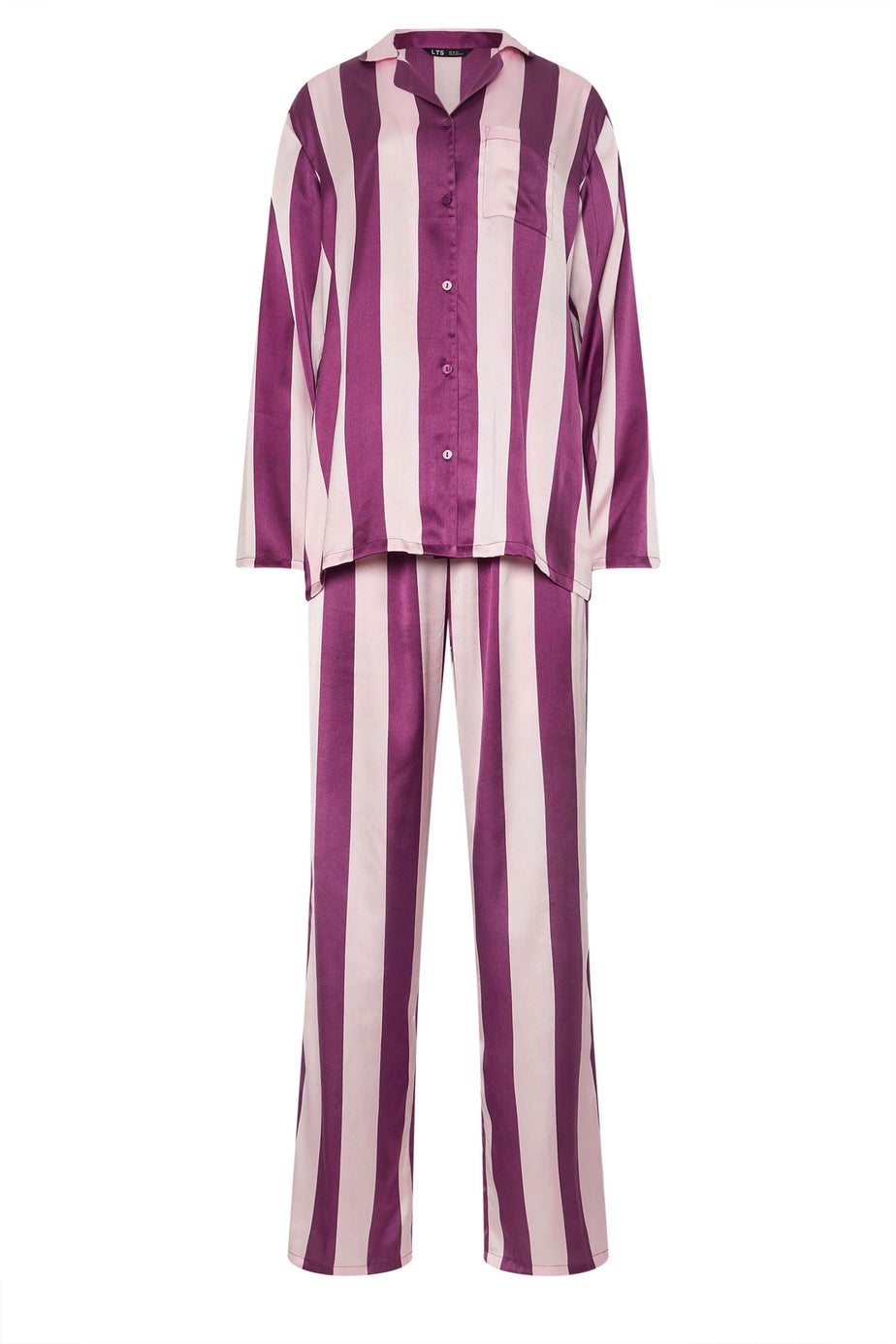 Long Tall Sally Burgundy Red Stripe Satin Pyjama Set