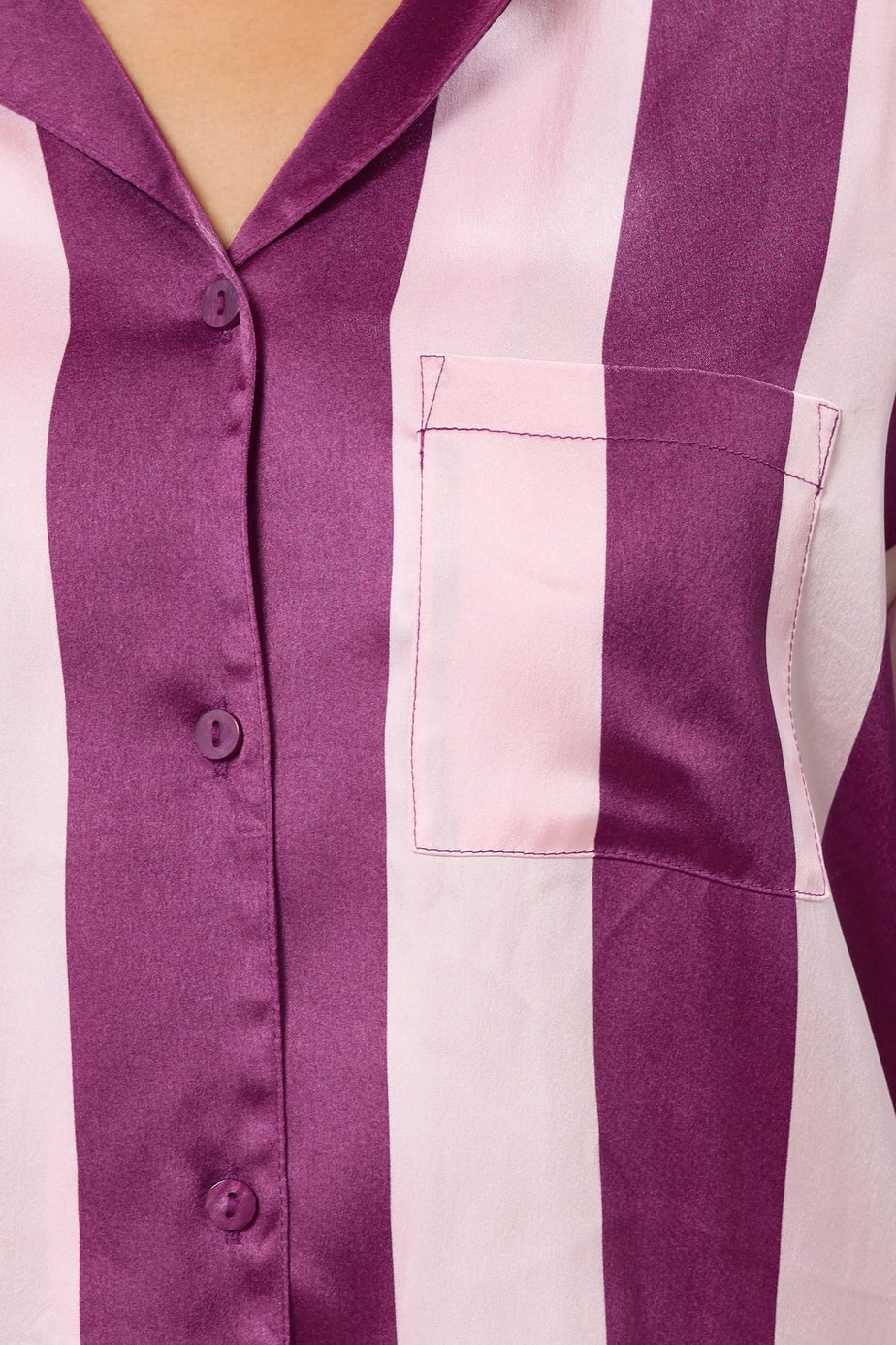 Long Tall Sally Burgundy Red Stripe Satin Pyjama Set