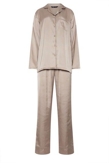 Long Tall Sally Natural Brown Satin Pyjama Set