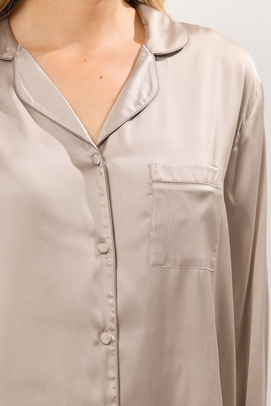 Long Tall Sally Natural Brown Satin Pyjama Set