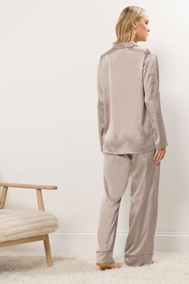 Long Tall Sally Natural Brown Satin Pyjama Set