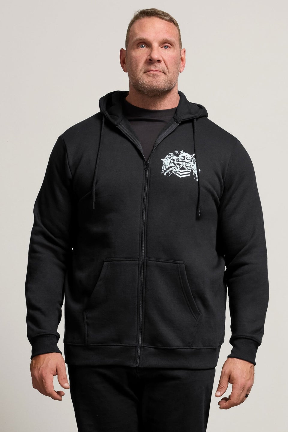 BadRhino Black Skull Military Zip Through Hoodie