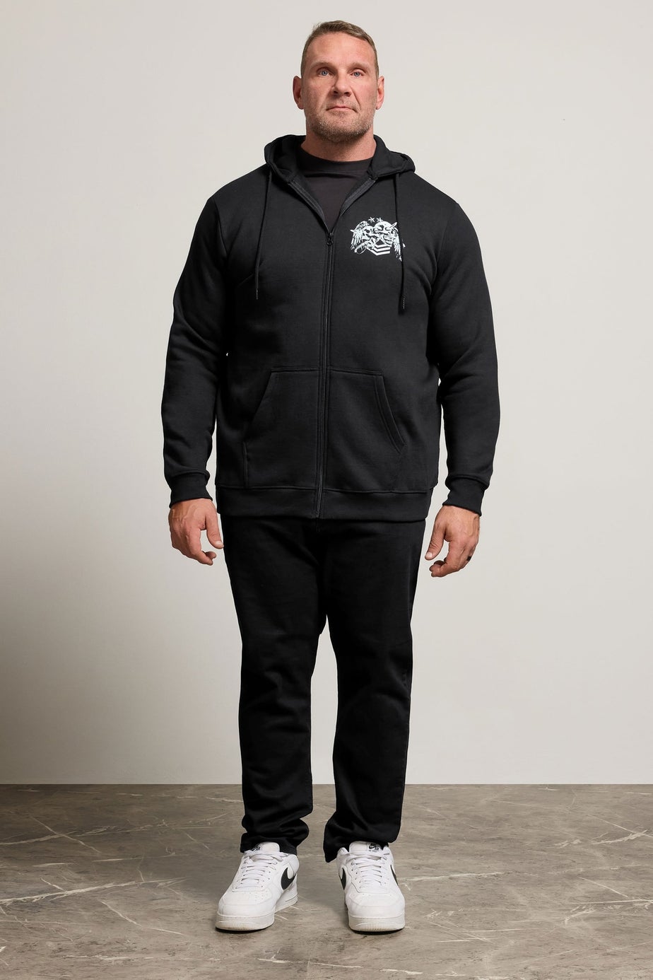BadRhino Black Skull Military Zip Through Hoodie