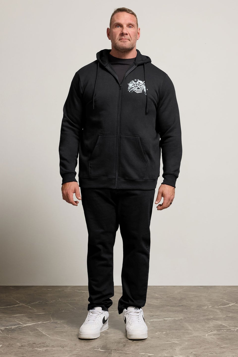 BadRhino Black Skull Military Zip Through Hoodie