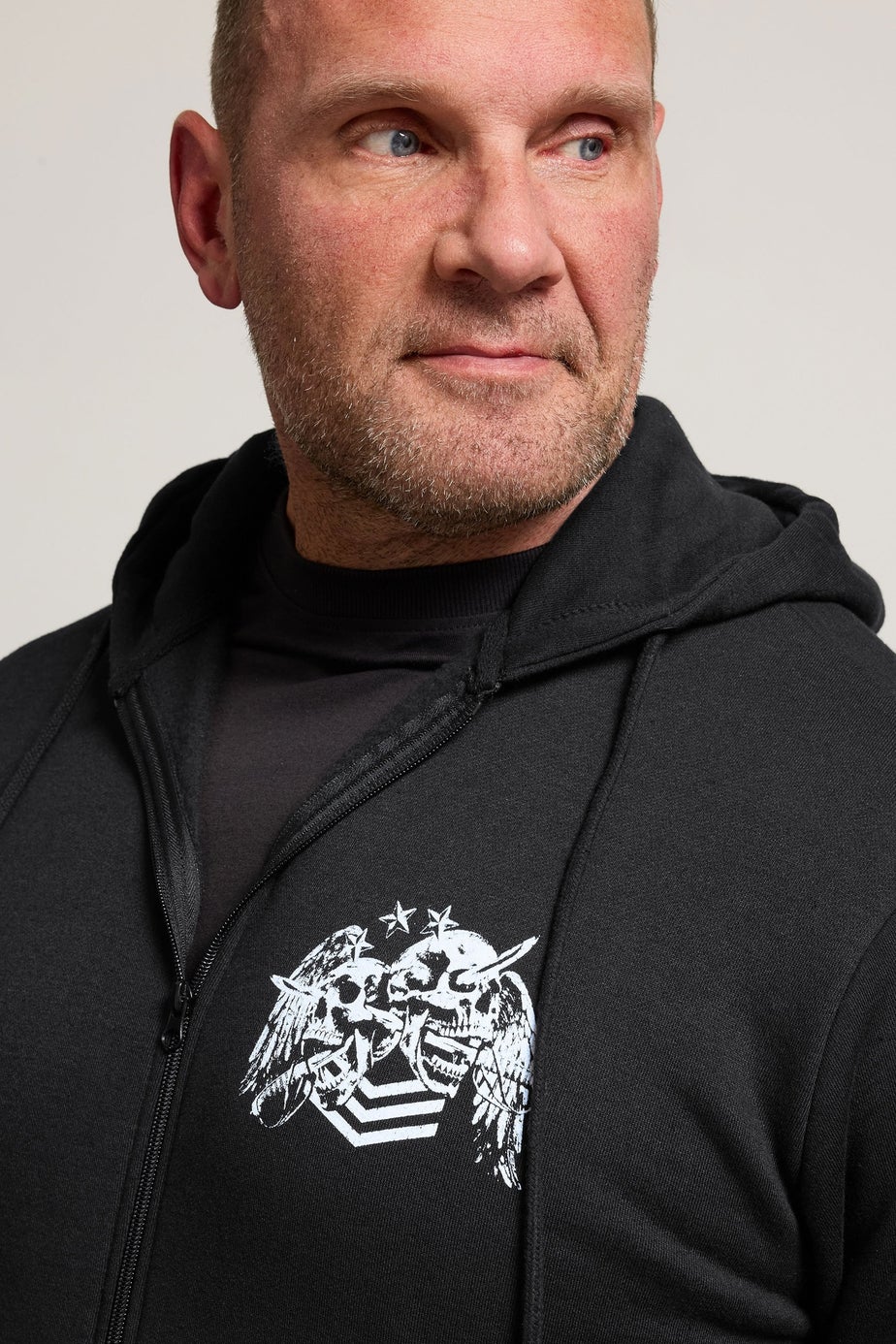 BadRhino Black Skull Military Zip Through Hoodie