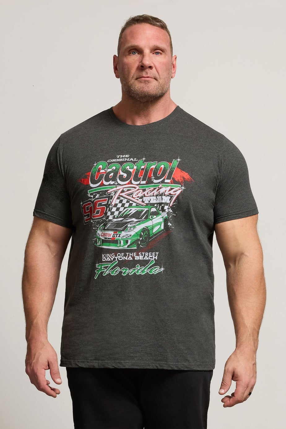 BadRhino Charcoal Grey Printed 'Castrol' T-Shirt