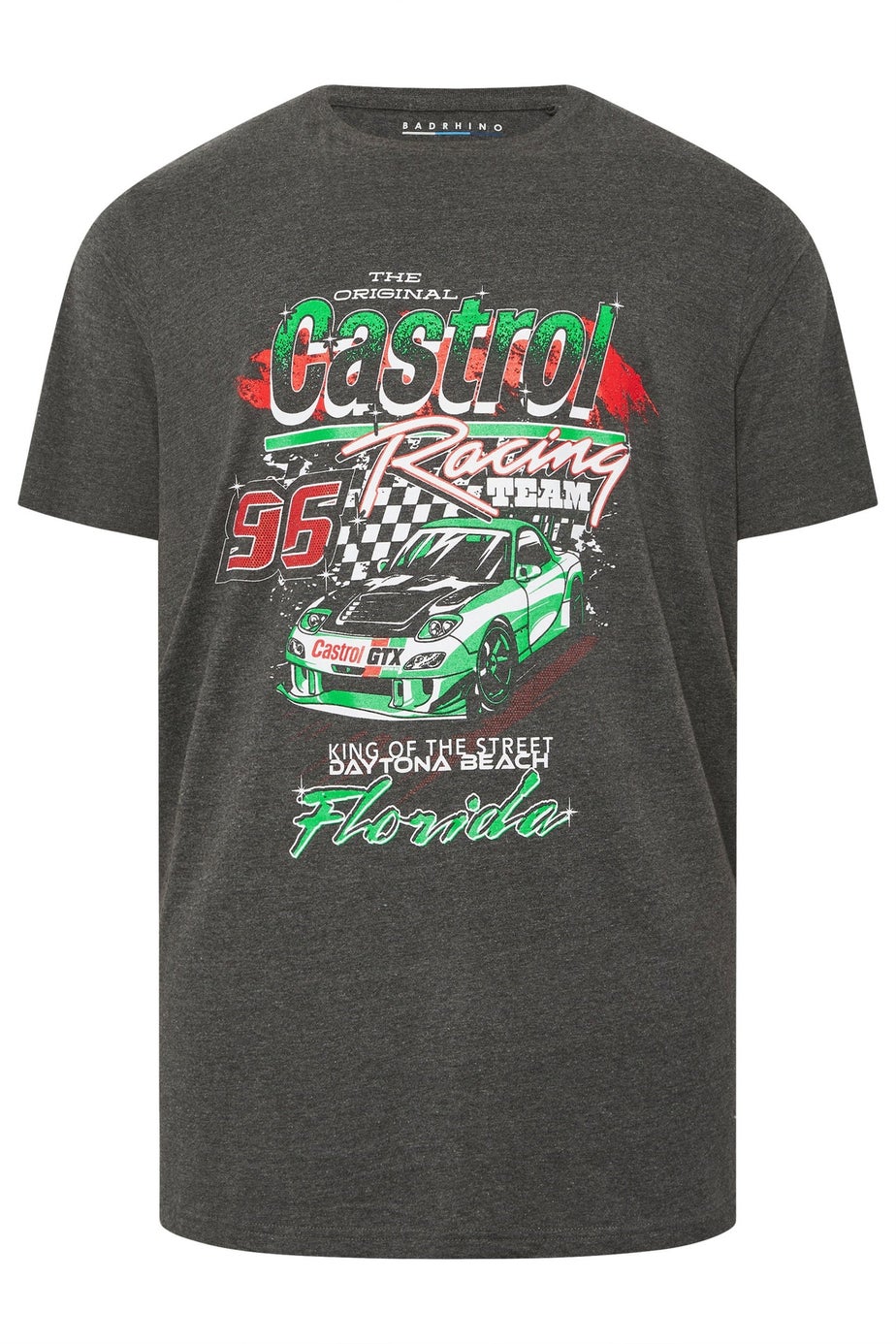 BadRhino Charcoal Grey Printed 'Castrol' T-Shirt