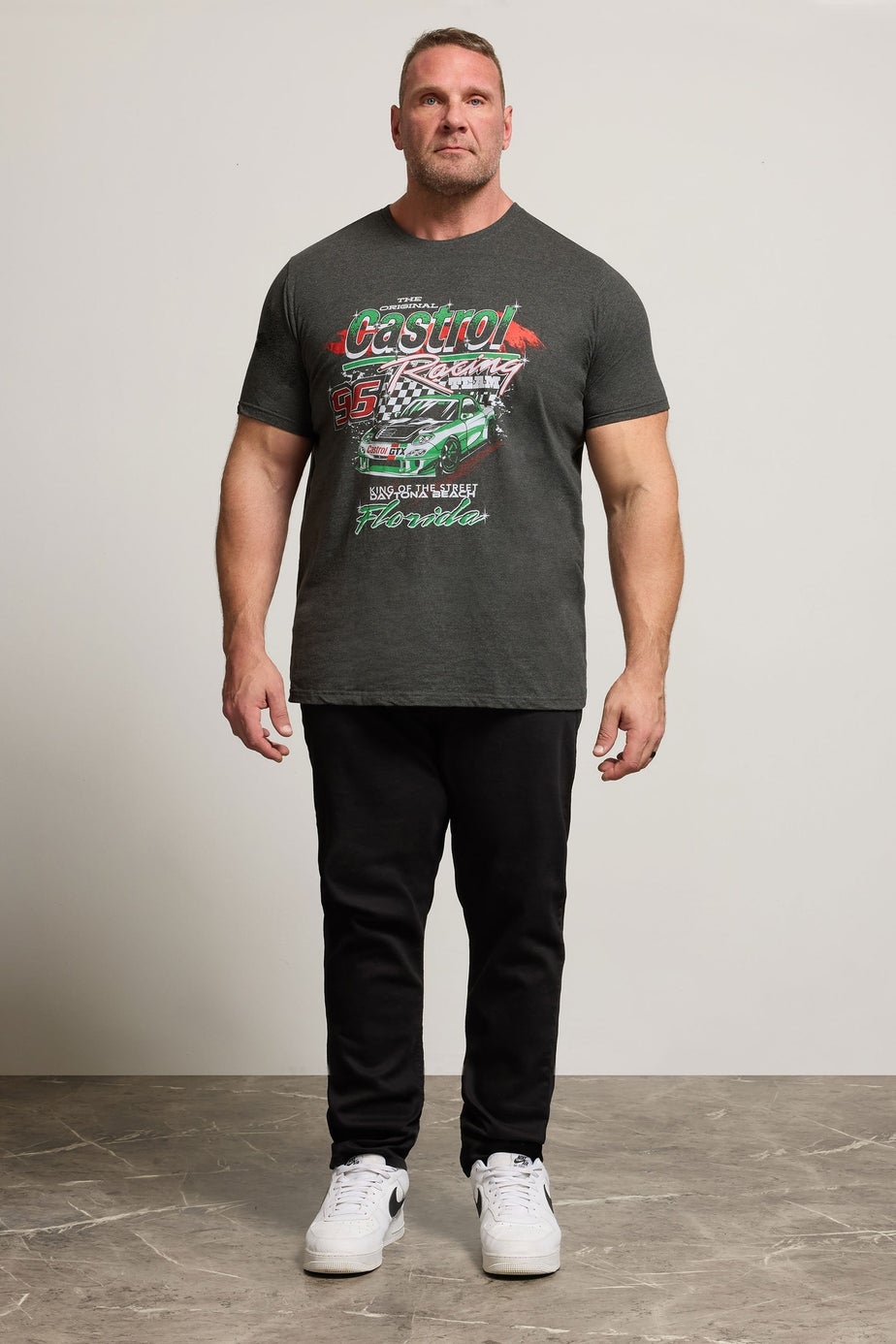 BadRhino Charcoal Grey Printed 'Castrol' T-Shirt