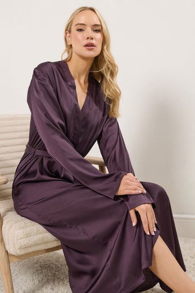 Long Tall Sally Burgundy Red Maxi Satin Robe