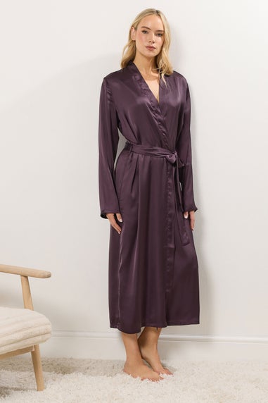 Long Tall Sally Burgundy Red Maxi Satin Robe