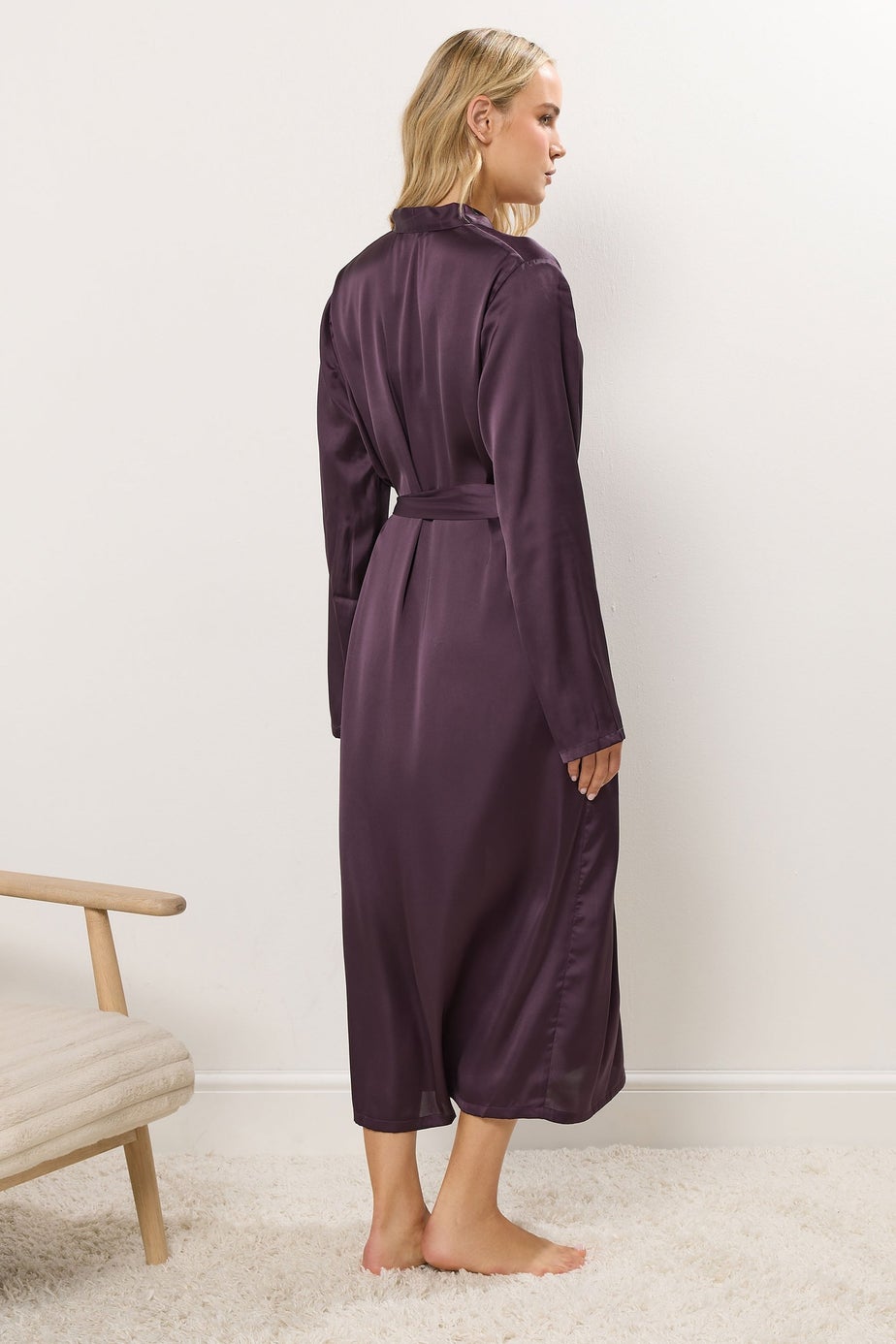 Long Tall Sally Burgundy Red Maxi Satin Robe