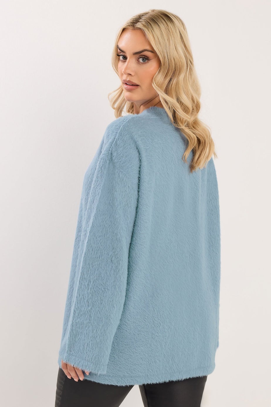 Yours Curve Blue Fluffy Knit Jumper