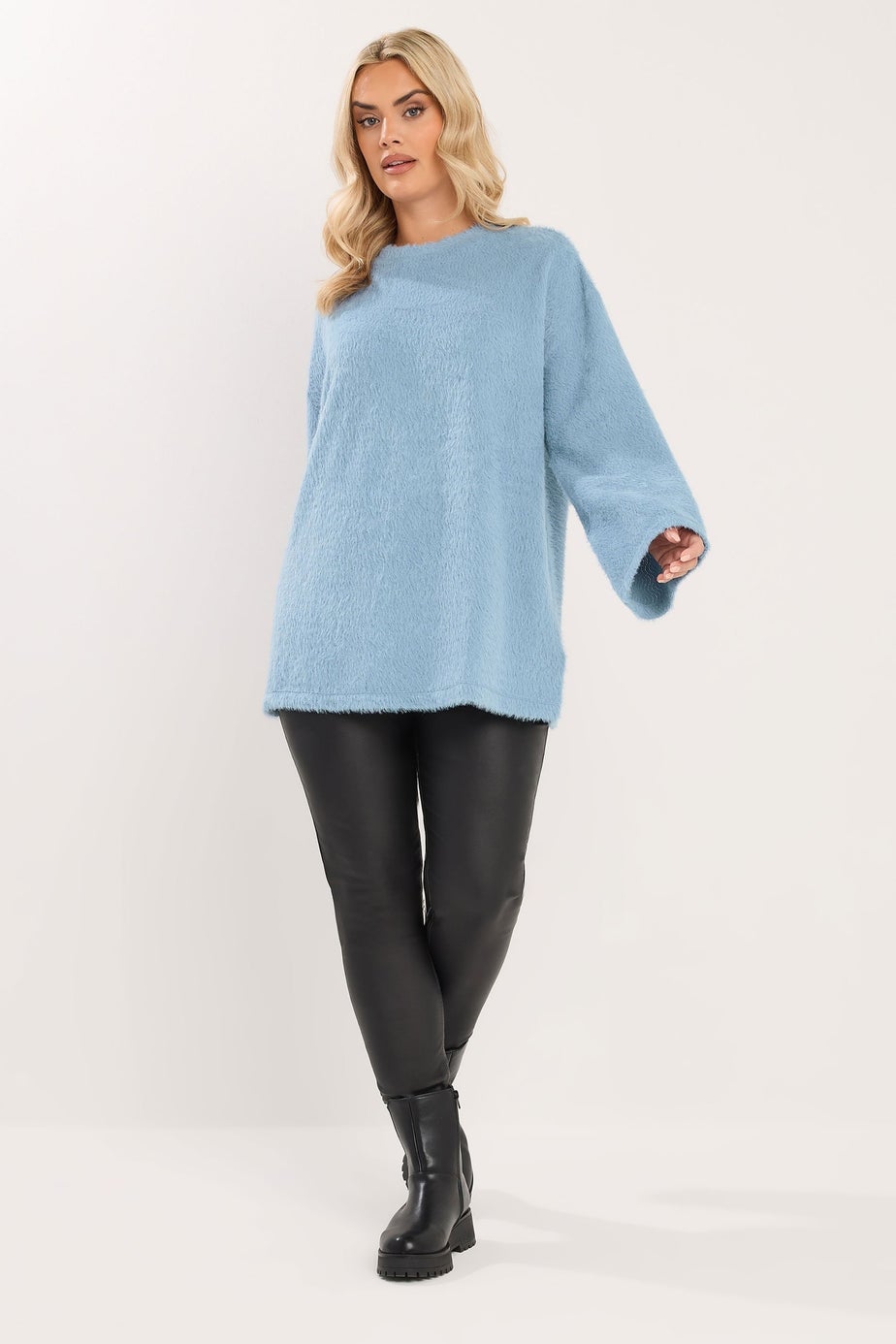 Yours Curve Blue Fluffy Knit Jumper