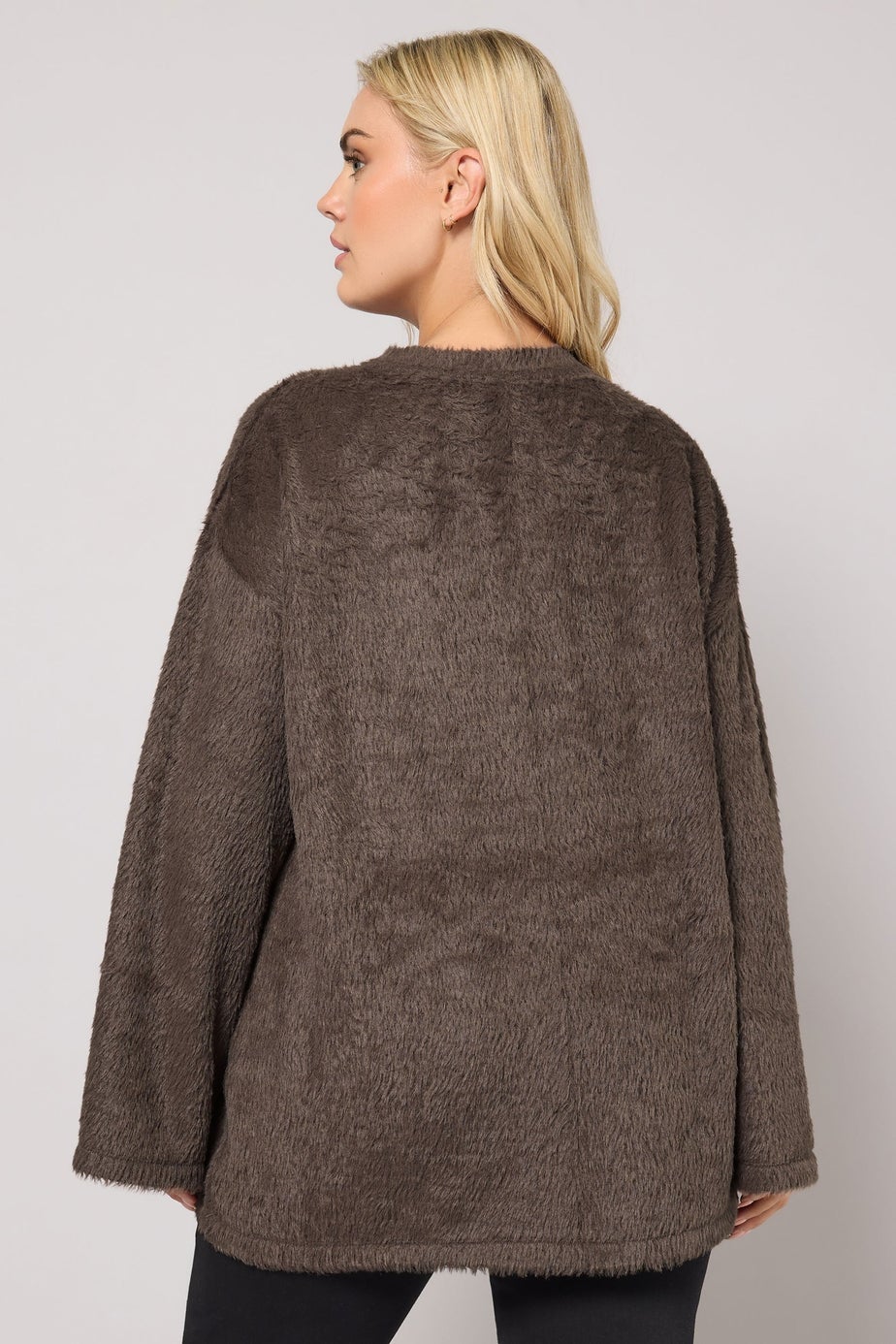 Yours Curve Brown Fluffy Knit Jumper