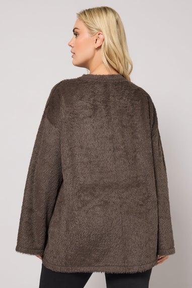 Yours Curve Brown Fluffy Knit Jumper