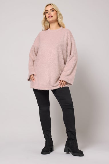 Yours Curve Pink Fluffy Knit Jumper