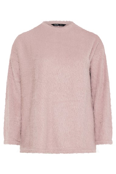 Yours Curve Pink Fluffy Knit Jumper