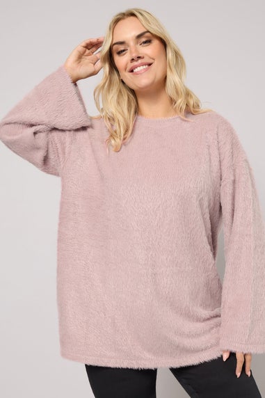 Yours Curve Pink Fluffy Knit Jumper