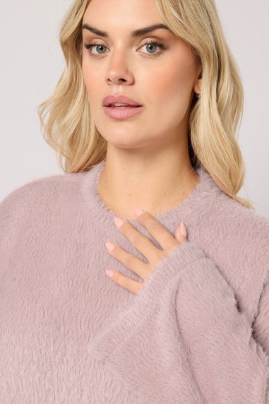 Yours Curve Pink Fluffy Knit Jumper