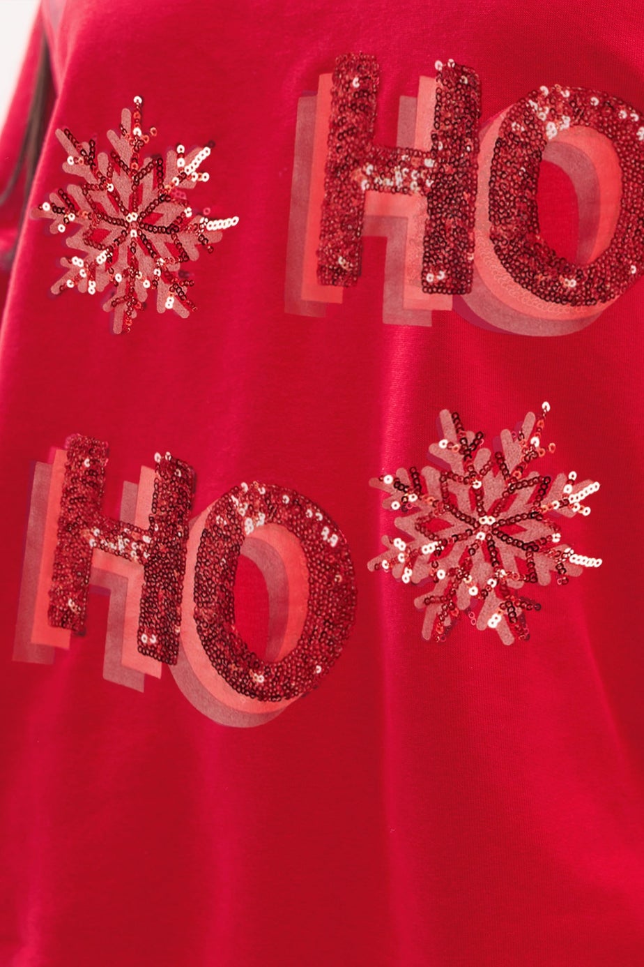 Yours Curve Red Sequin 'Ho Ho Ho' Sweatshirt