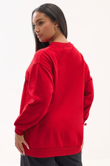 Yours Curve Red Sequin 'Ho Ho Ho' Sweatshirt