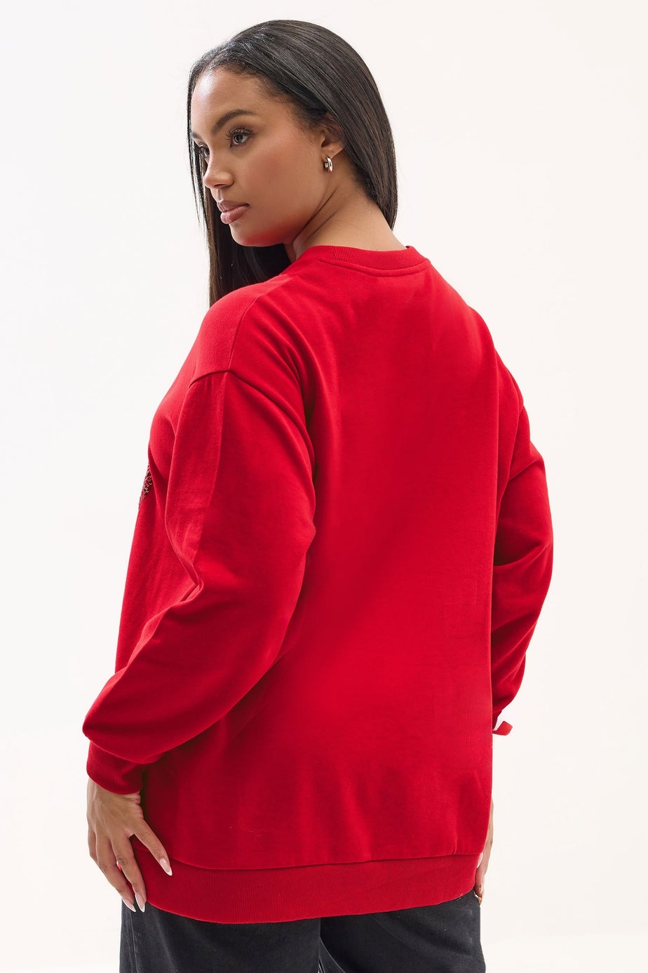 Yours Curve Red Sequin 'Ho Ho Ho' Sweatshirt