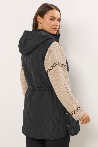 Yours Curve Black Quilted Gilet