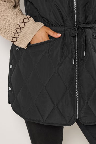 Yours Curve Black Quilted Gilet