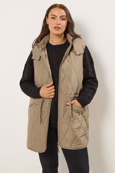 Yours Curve Natural Brown Quilted Gilet