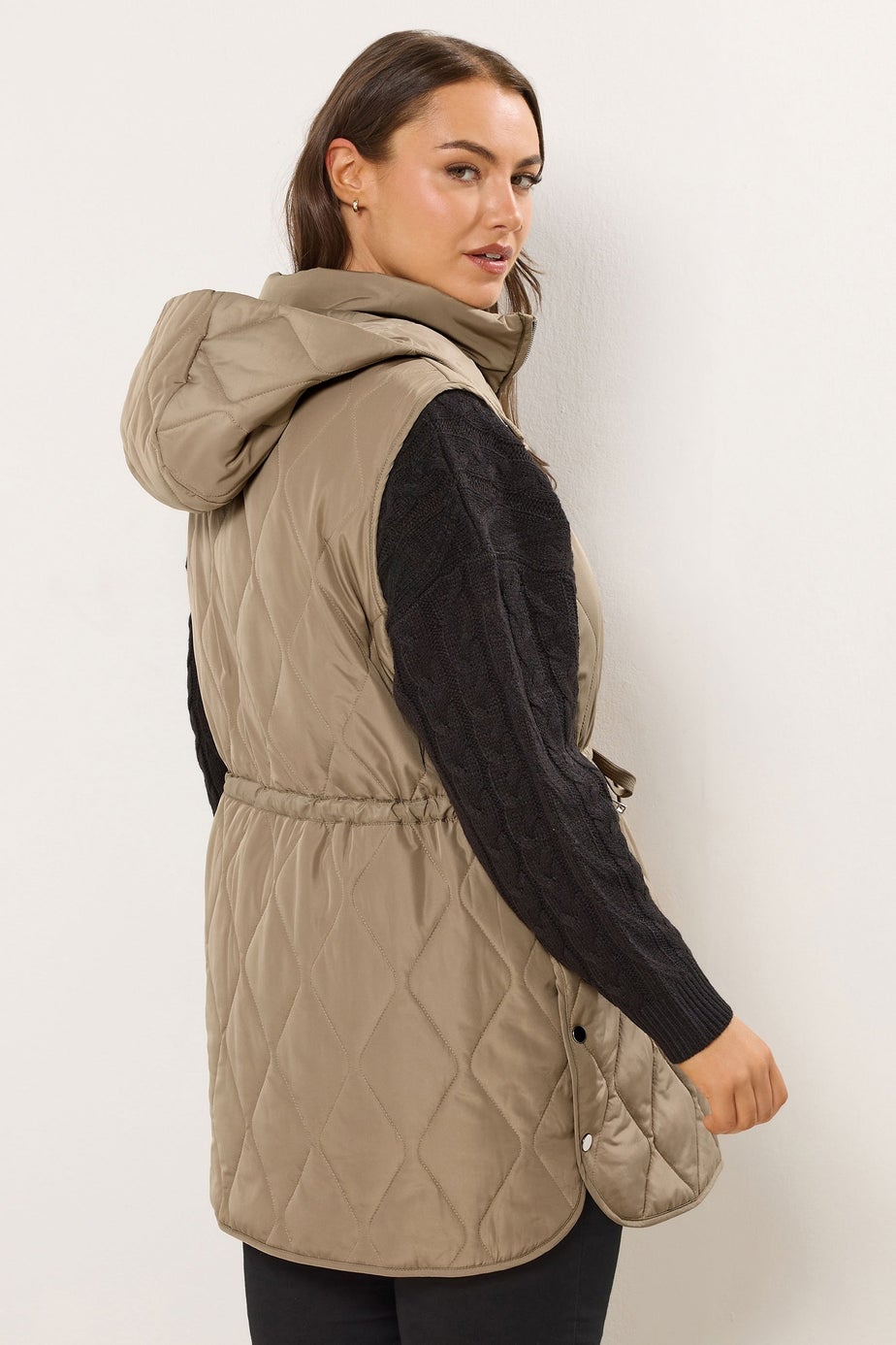 Yours Curve Natural Brown Quilted Gilet
