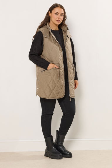 Yours Curve Natural Brown Quilted Gilet