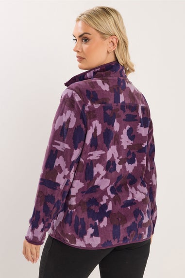 Yours Curve Purple Abstract Fleece Jacket