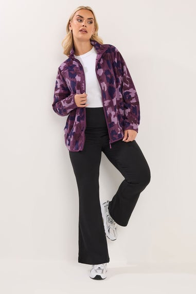 Yours Curve Purple Abstract Fleece Jacket