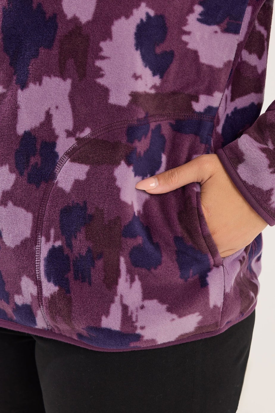 Yours Curve Purple Abstract Fleece Jacket