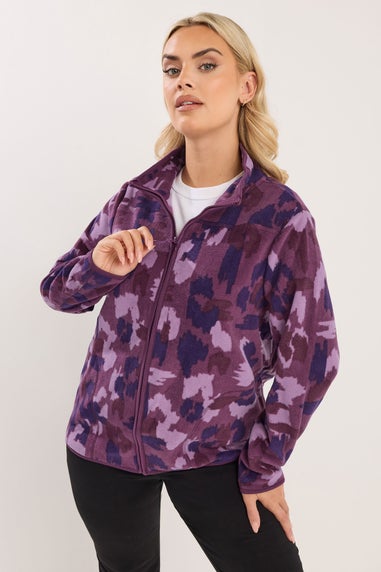 Yours Curve Purple Abstract Fleece Jacket