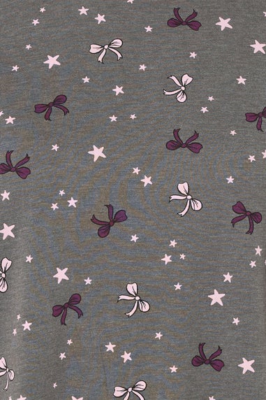 Yours Curve Grey Bow and Star Print Midaxi Nightdress